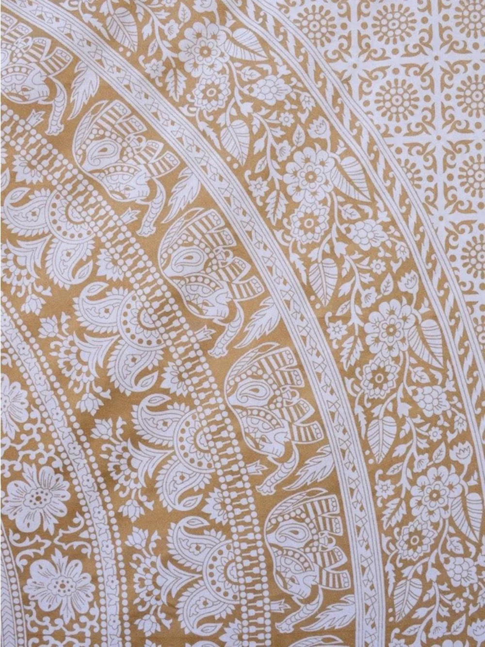 Neutral gold and white Mandala Wall Tapestry - Boho Home Decor